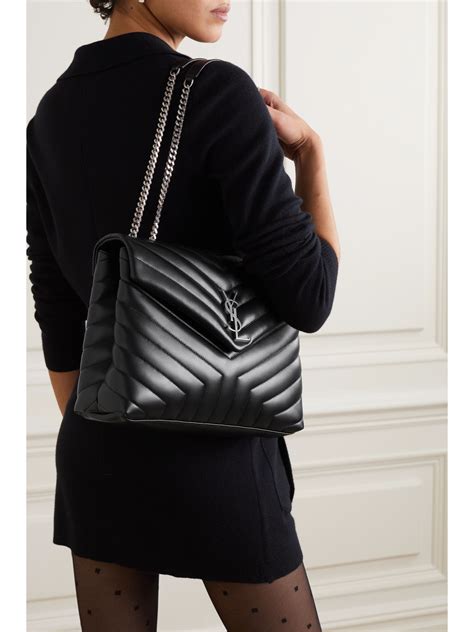 white and black ysl bag|YSL quilted shoulder bag.